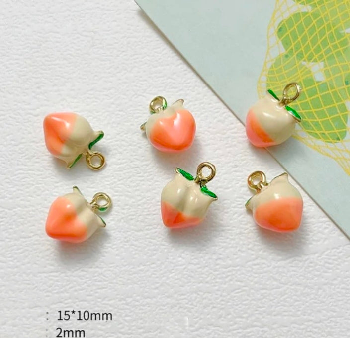Peach Fruit 14k Gold Plated Charm - 1 Piece - Anti Tarnish