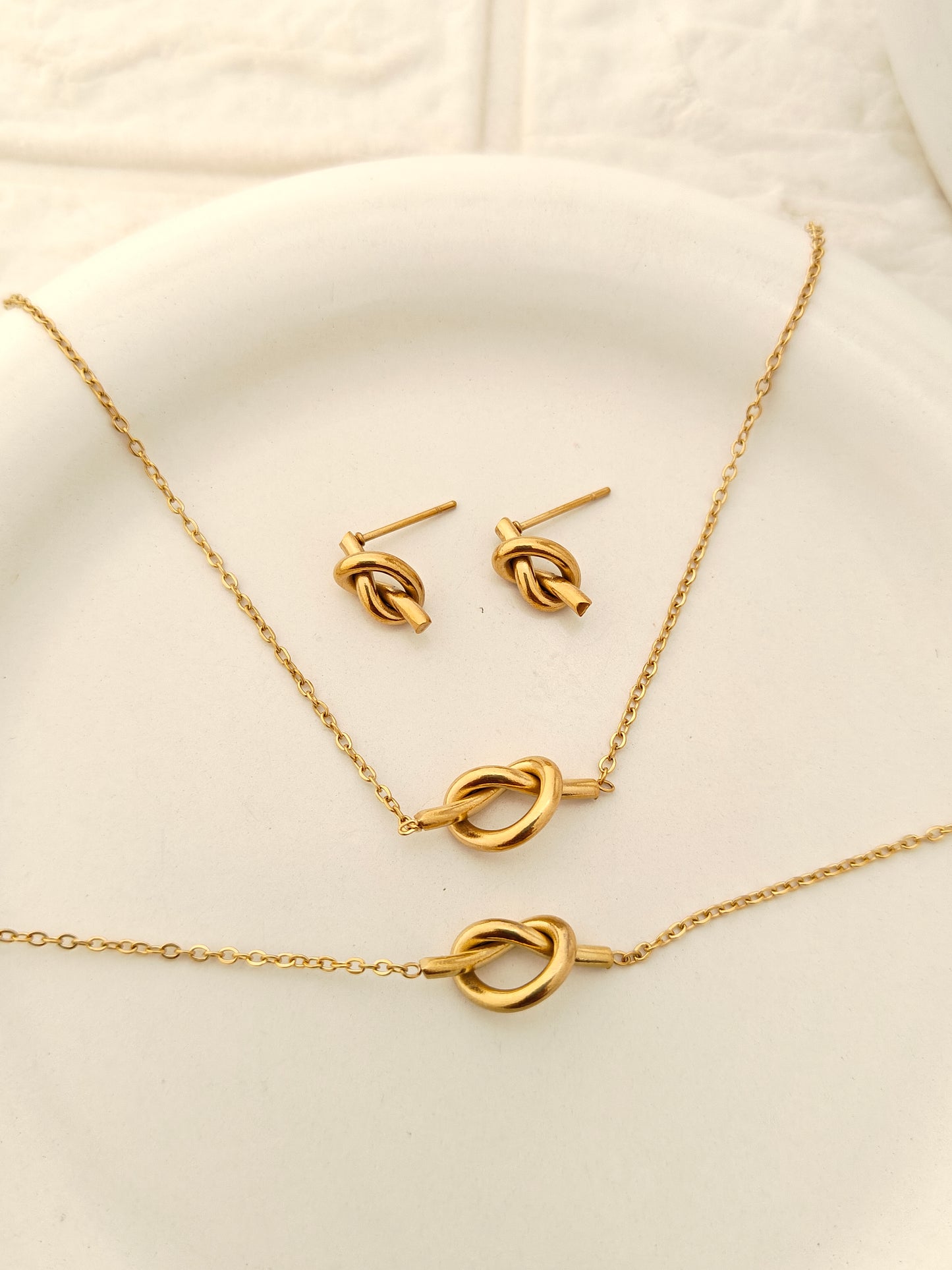 Knot Combo Set - Stud, Bracelet, Chain