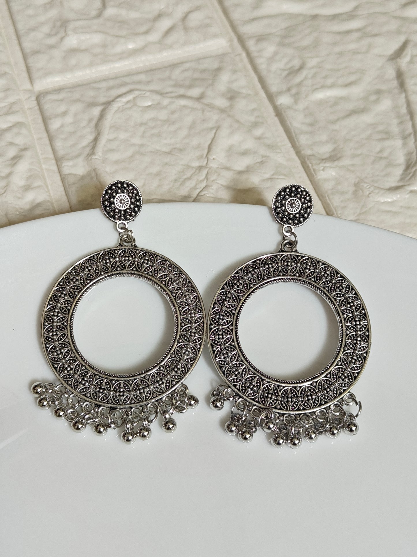 Silver Round Jhumka Base - 1 Pair