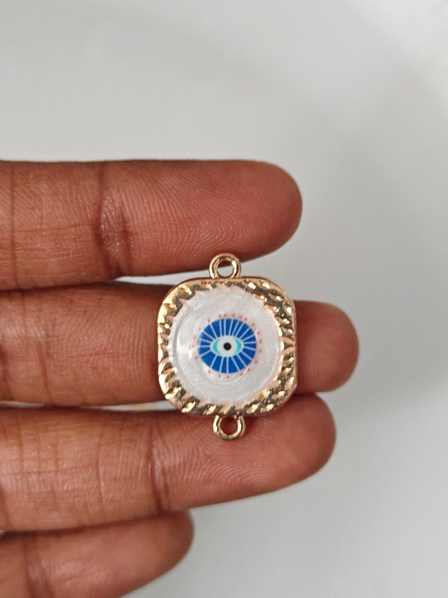 Square Evil Eye Connector Charm - 1 Piece