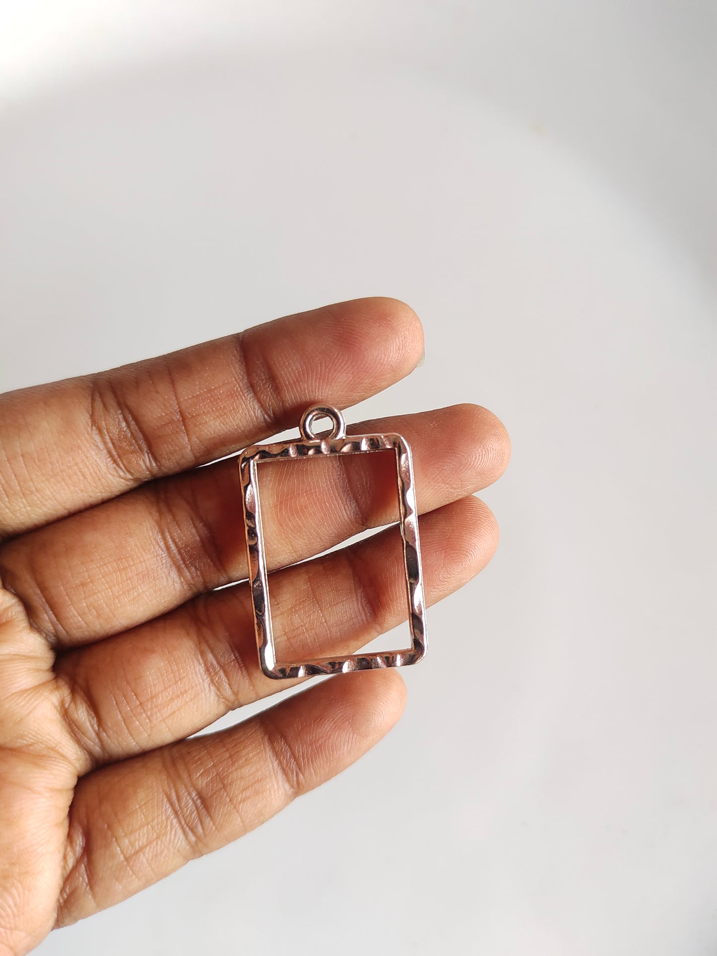 Silver Square Hammered Bezel - 1 Piece