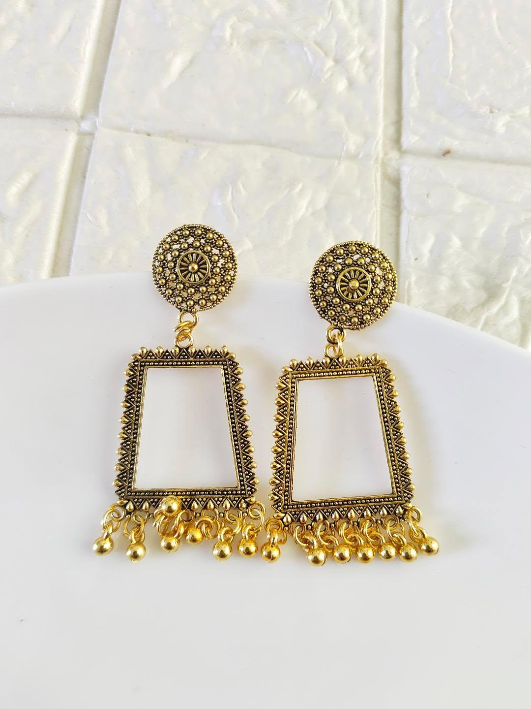 Gold Trapezium Jhumka Base - 1 Pair