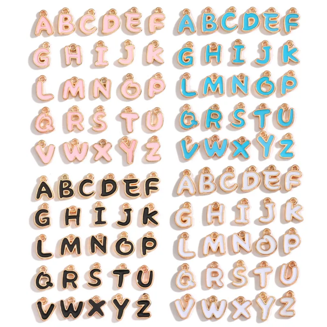 Alphabet Enamel Charm 8mm - 1 Piece
