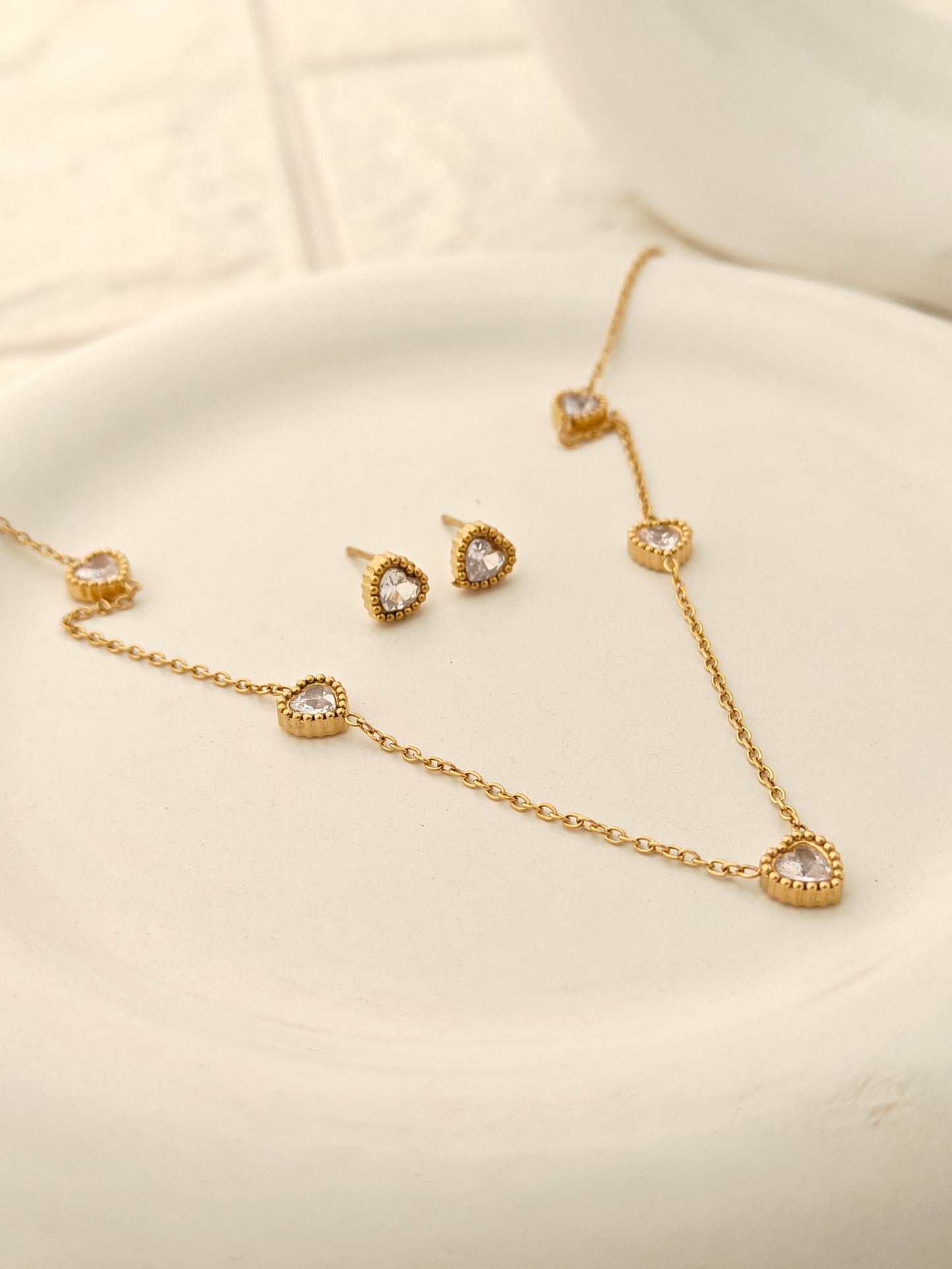 Aurora Heart Combo Set - Stud, Chain