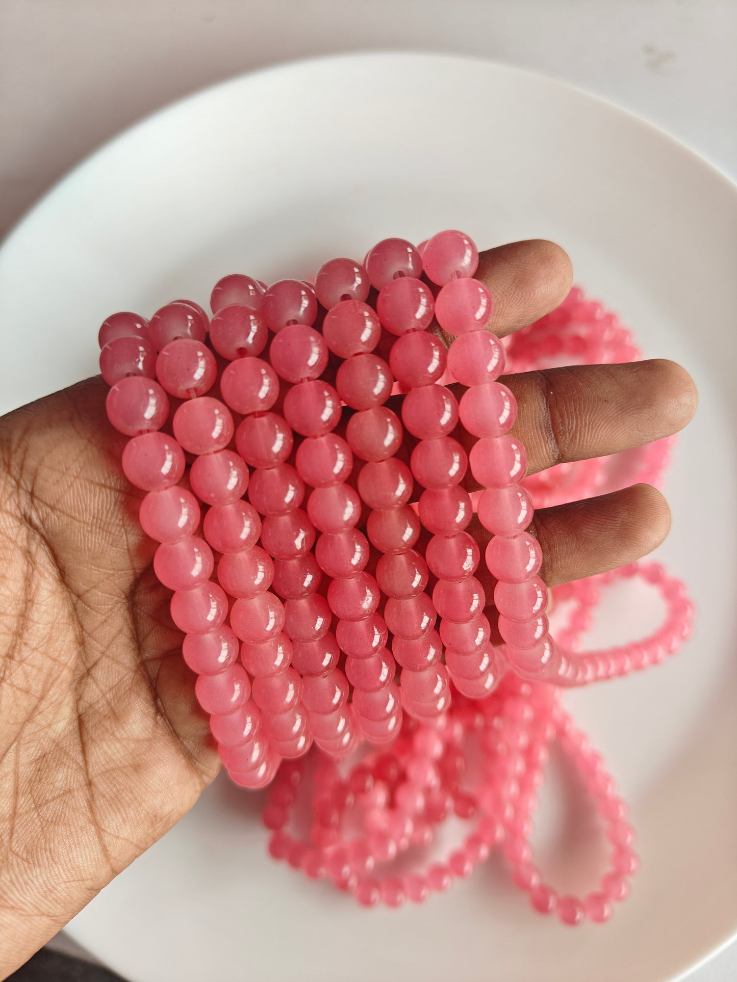 Jelly Beads 8mm Dark Pink - approx. 100 beads