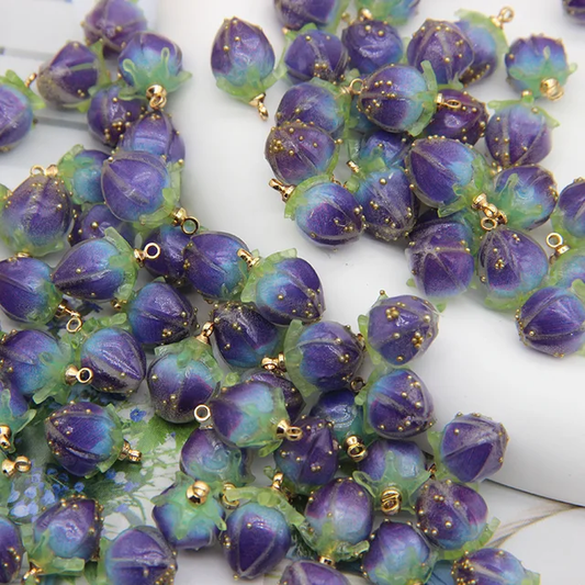 Dry Flower Blue Charm 15*10mm - 1 Piece