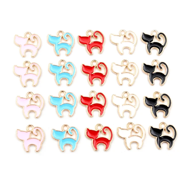 Walking Cat Enamel Charm 13*13mm - 1 Piece