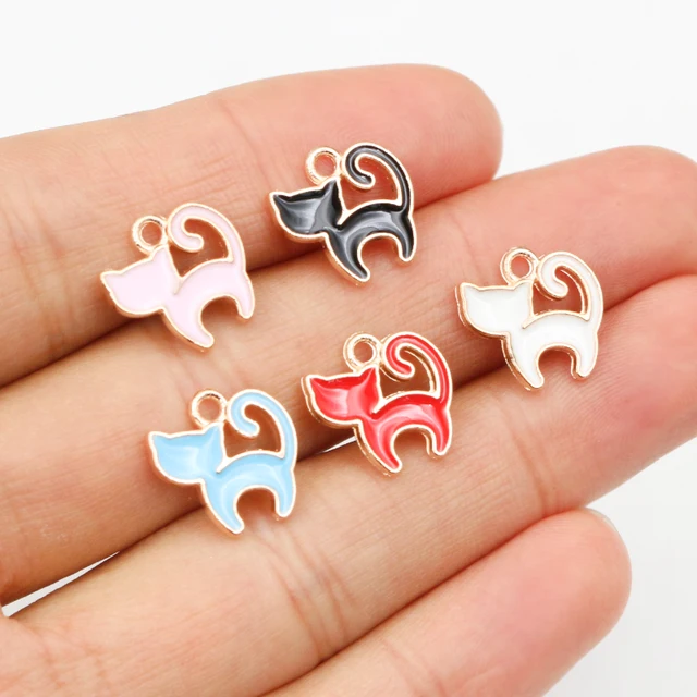 Walking Cat Enamel Charm 13*13mm - 1 Piece