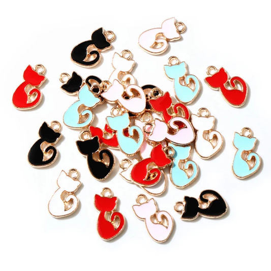 Cat Enamel Charm 8*15mm - 1 Piece