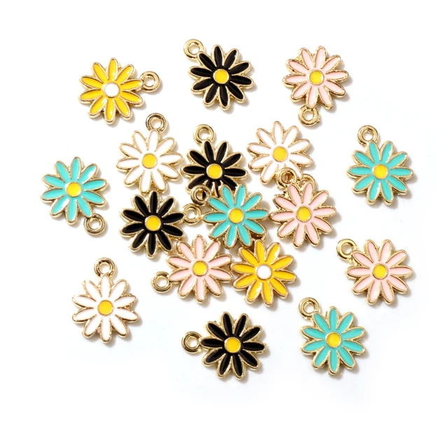 Daisy Enamel Charm 10*13mm - 1 Piece