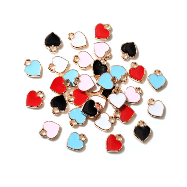 Small Heart Enamel Charm 6*8mm - 1 Piece