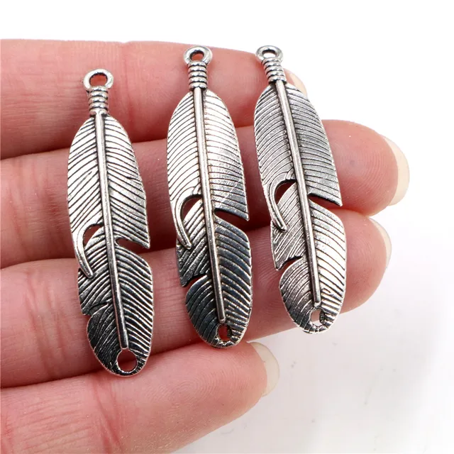 Big Feather Charm 46*11mm - 1 Piece