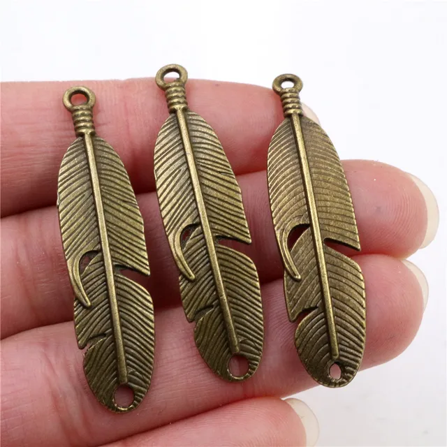 Big Feather Charm 46*11mm - 1 Piece