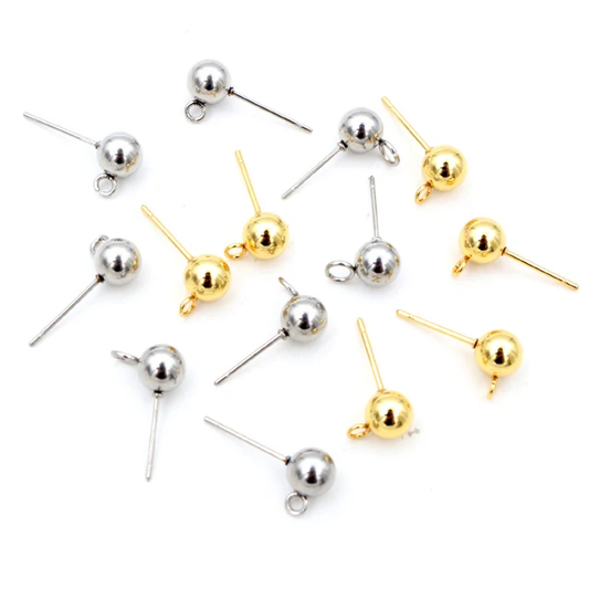 Stainless Steel Ball Earrings - 1 Pair