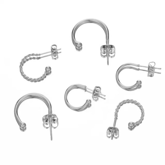 Stainless Steel C Spiral Stud - 1 Pair