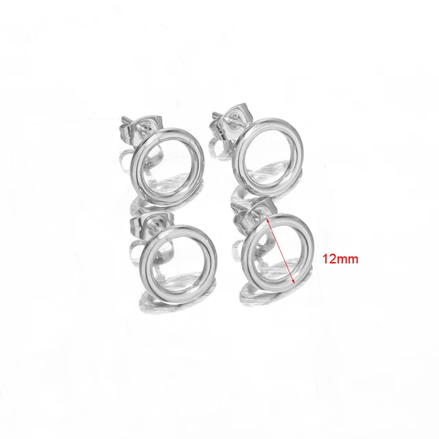 18K Plated Stainless Steel Round Stud - 1 Pair