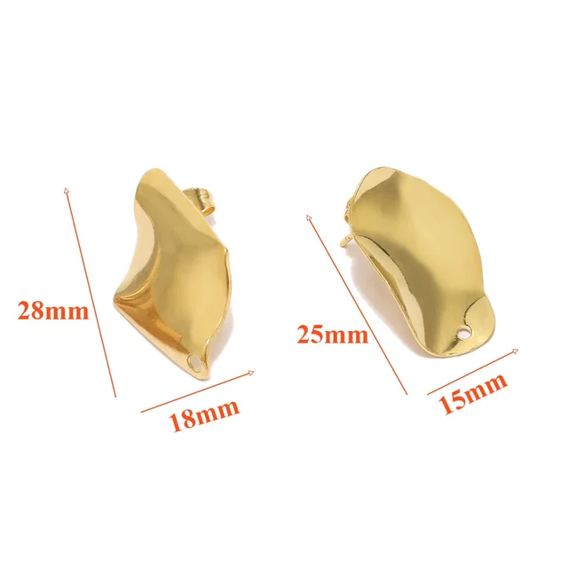 Stainless Steel Gold Oval / Rhomboid Stud - 1 Pair