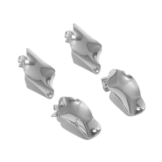 Stainless Steel Oval / Rhomboid Stud - 1 Pair