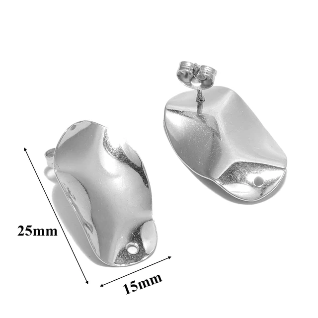 Stainless Steel Oval / Rhomboid Stud - 1 Pair