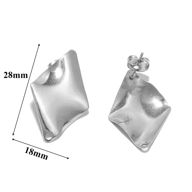 Stainless Steel Oval / Rhomboid Stud - 1 Pair