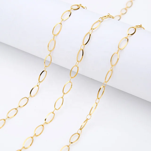 Stainless Steel Gold Oval Link Chain - Length 45-50cms