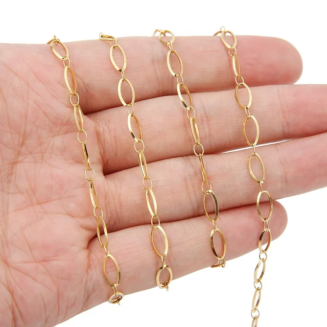 Stainless Steel Gold Oval Link Chain - Length 45-50cms