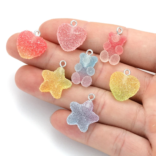 Gradient Color Heart, Star, Teddy Bear Resin Charm - 1 Piece