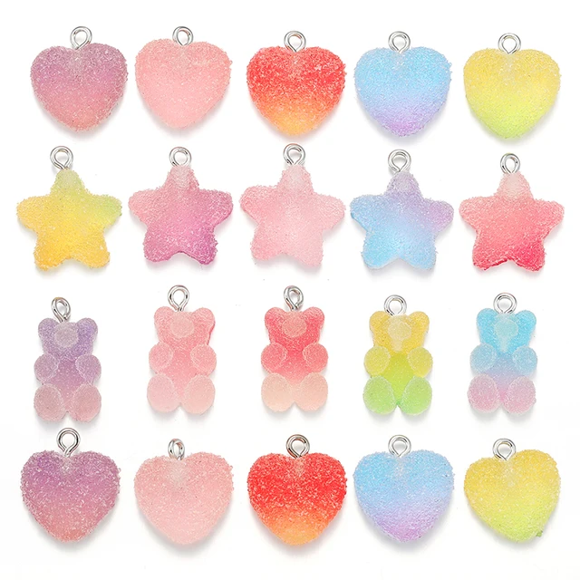 Gradient Color Heart, Star, Teddy Bear Resin Charm - 1 Piece