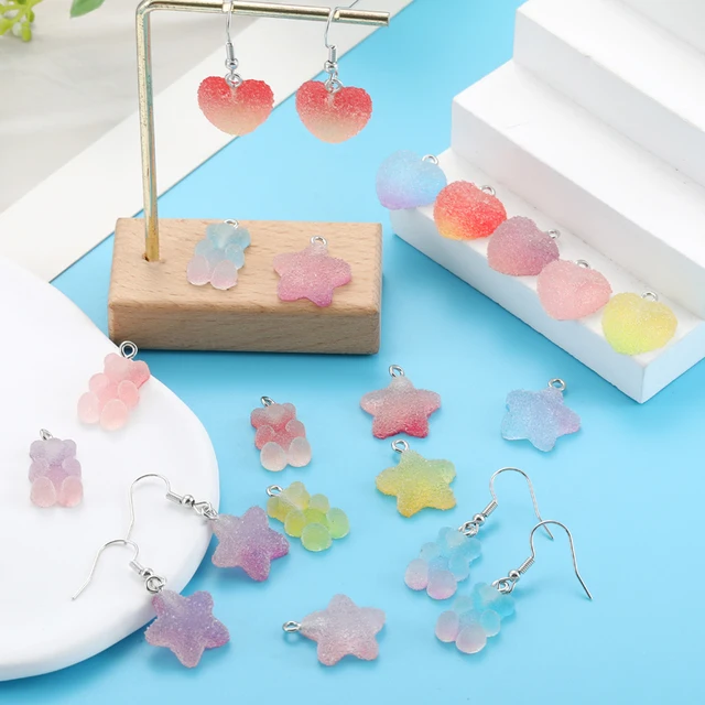 Gradient Color Heart, Star, Teddy Bear Resin Charm - 1 Piece