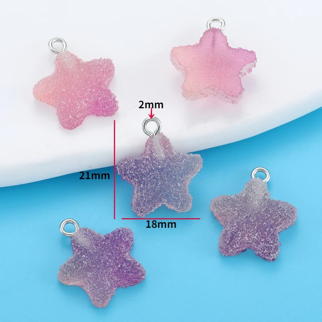 Gradient Color Heart, Star, Teddy Bear Resin Charm - 1 Piece