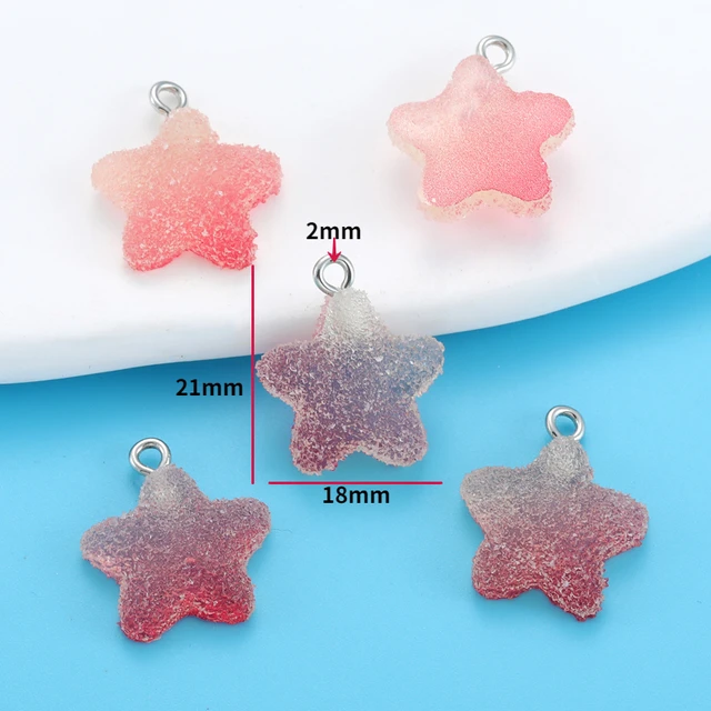 Gradient Color Heart, Star, Teddy Bear Resin Charm - 1 Piece