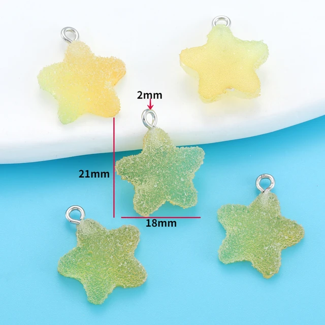 Gradient Color Heart, Star, Teddy Bear Resin Charm - 1 Piece