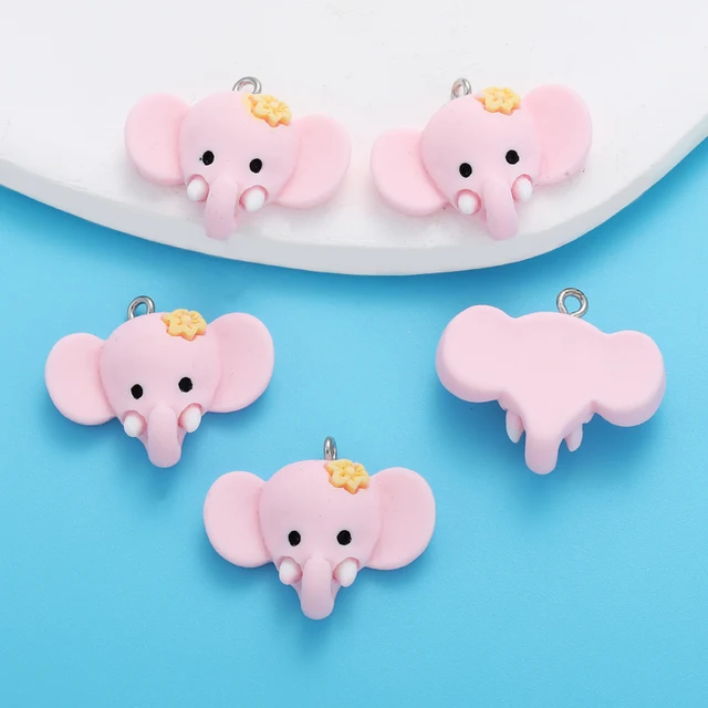 Elephant Head Resin Charm - 1 Piece