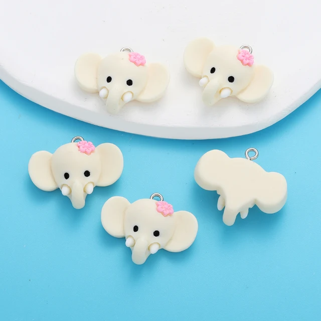 Elephant Head Resin Charm - 1 Piece