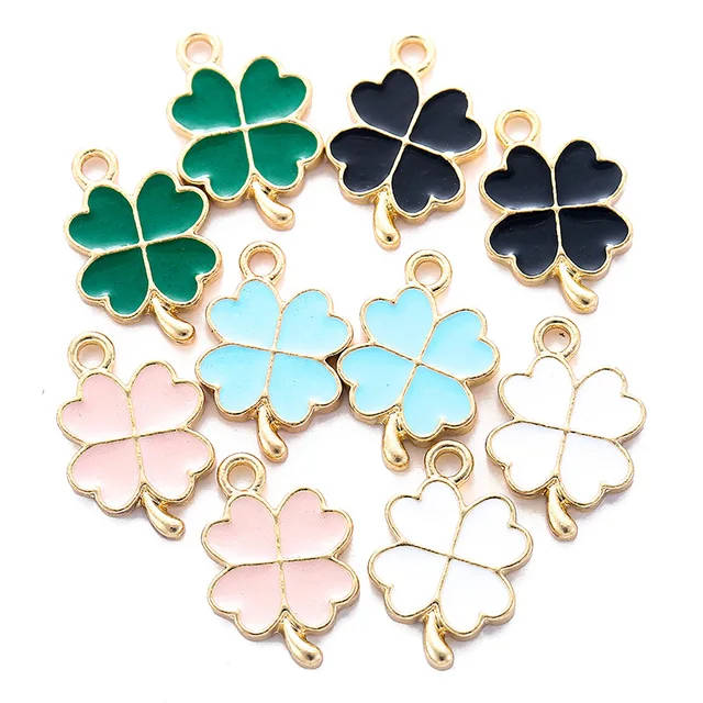 Clover Leaf Enamel Charm 17*12mm - 1 Piece