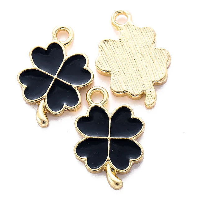 Clover Leaf Enamel Charm 17*12mm - 1 Piece