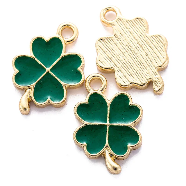 Clover Leaf Enamel Charm 17*12mm - 1 Piece