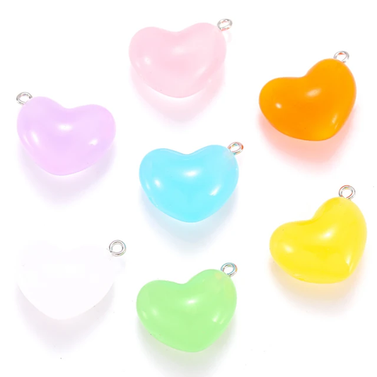 Heart Glow in Dark Resin Charm 25*19mm - 1 Piece