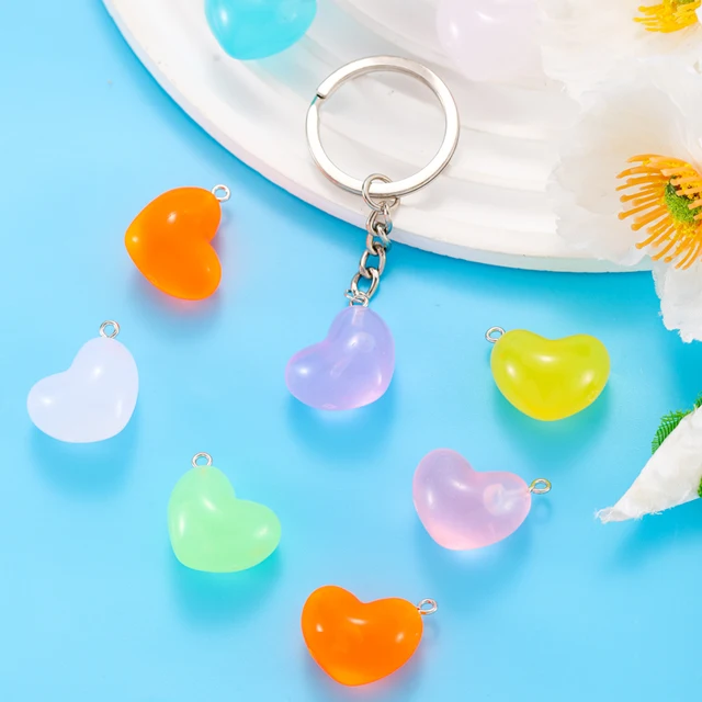 Heart Glow in Dark Resin Charm 25*19mm - 1 Piece