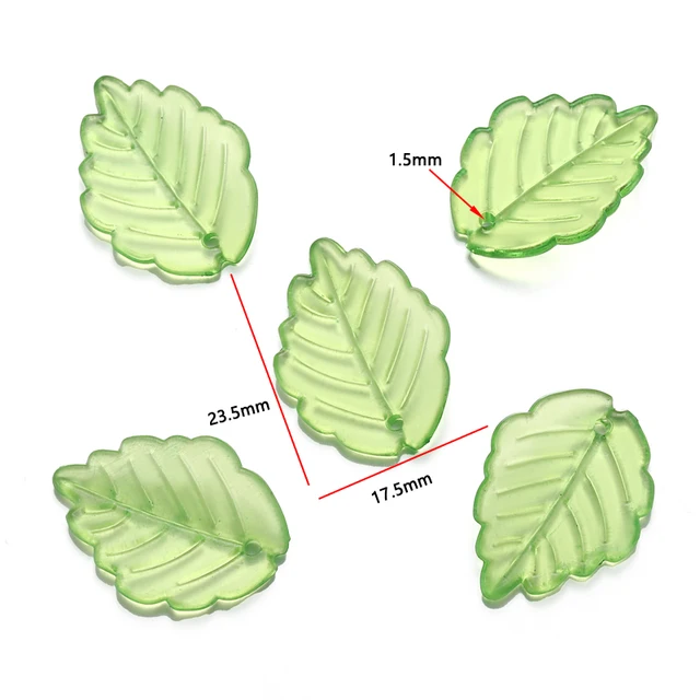 Acrylic Leaf Charm Design 3 - Pack of 10 Pieces