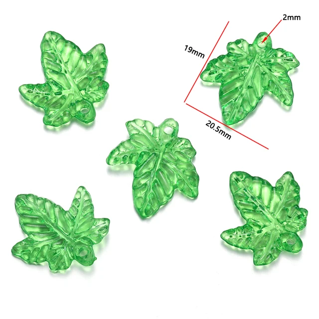 Acrylic Leaf Charm Design 4 - Pack of 10 Pieces