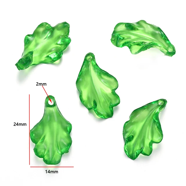 Acrylic Leaf Charm Design 5 - Pack of 10 Pieces