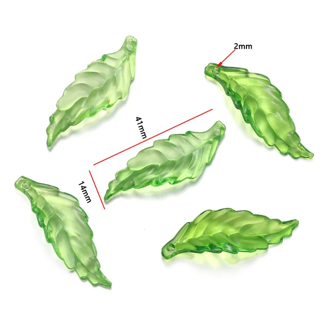 Acrylic Leaf Charm Design 6 - Pack of 10 Pieces