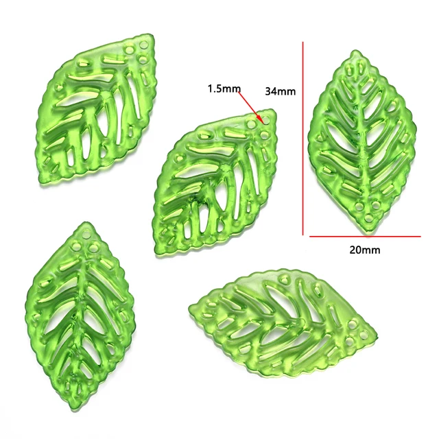 Acrylic Leaf Charm Design 8 - Pack of 10 Pieces