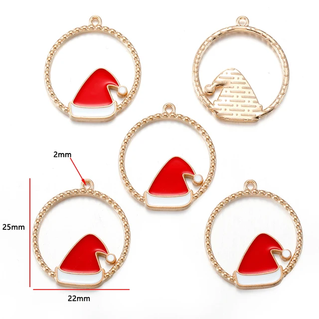 Christmas Hat Enamel Charm - 1 Piece