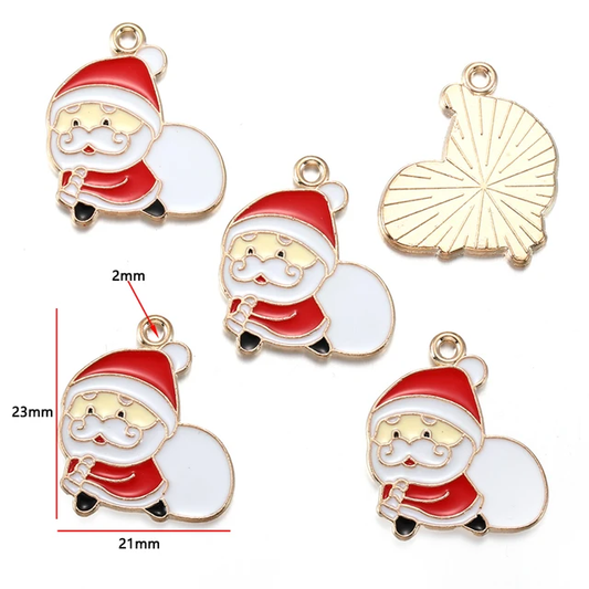 Christmas Santa Enamel Charm - 1 Piece