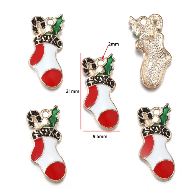 Christmas Sock Enamel Charm - 1 Piece