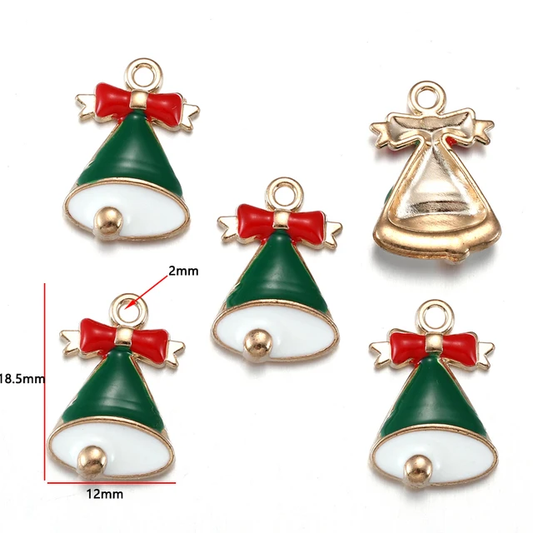 Christmas Bell Enamel Charm - 1 Piece