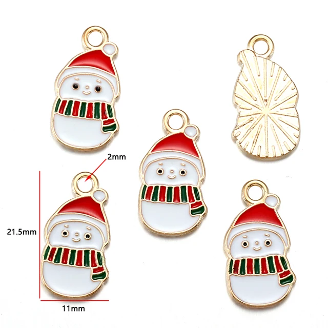 Christmas Snowman Enamel Charm - 1 Piece