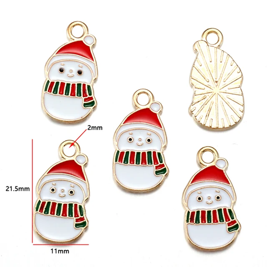 Christmas Snowman Enamel Charm - 1 Piece